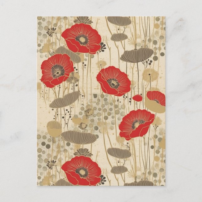 Poppies Chiyogami  Postcard (Front)