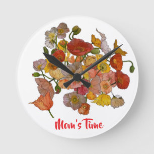 Poppies Clock with no Frame personal message