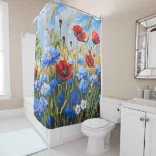 Poppies Daisies Cornflowers Floral Love 12 Shower Curtain