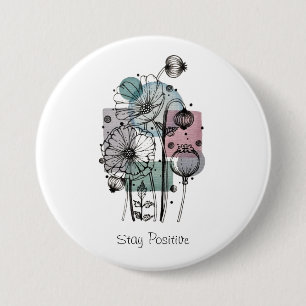 Poppies Doodle In Ink And Watercolor 7.5 Cm Round Badge