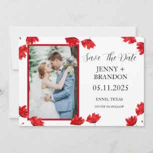 Poppies Elegant Modern Red Poppy Floral Photo Save The Date