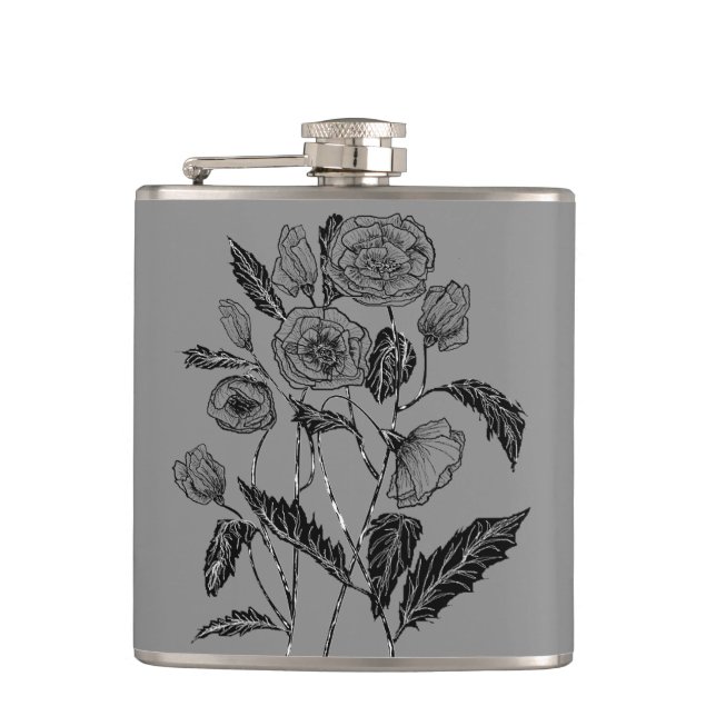 Poppies Flask - Choose Colour (Front)