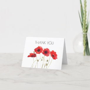 Poppies Floral 1st First Birthday Party Thank you  Card