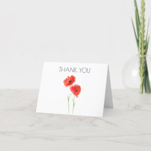 Poppies Floral 1st First Birthday Party Thank you  Card