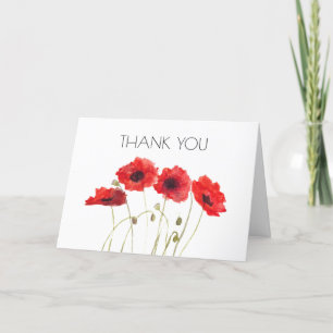 Poppies Floral 2nd Birthday Party Thank you  Card
