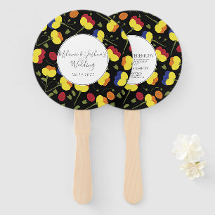 Poppies Floral Bold Striking Wedding Round Hand Fan