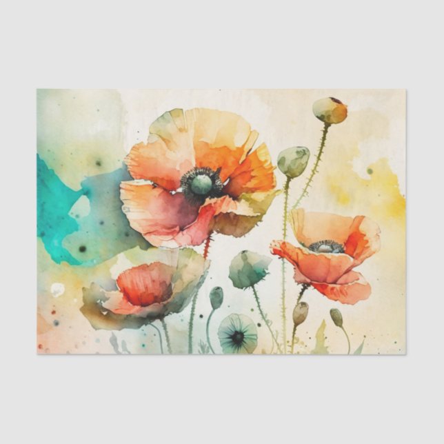 POPPIES floral decoupage paper (Front)
