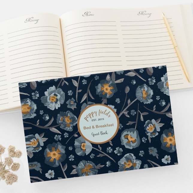 Poppies Floral Pattern  Guest Book (Poppies Floral Pattern Guest Book from Studio Posies.)