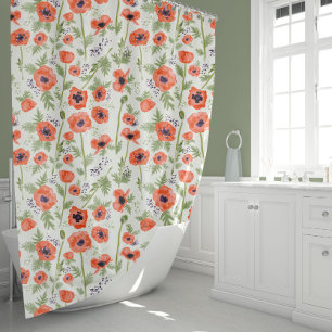 Poppies Floral Pattern Shower Curtain