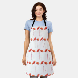 Poppies Floral Red Poppy Botanical Art Pattern Apron