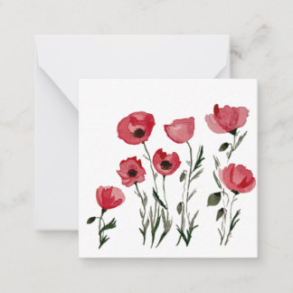 Poppies- Floral Square Note Card