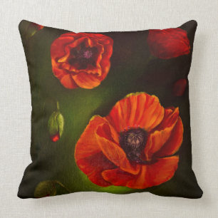 Poppies flowers cushion