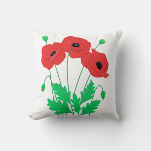 Poppies flowers cute floral pattern cushion