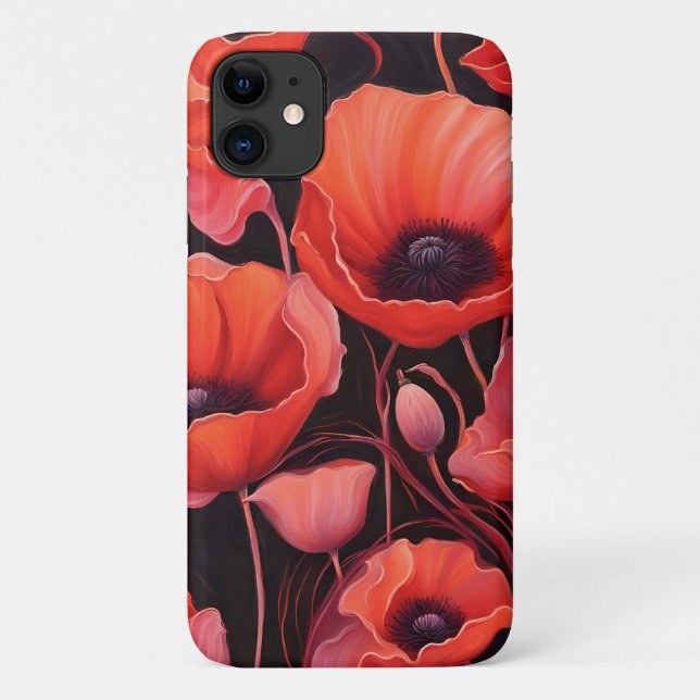 Poppies flowers on a dark background Case-Mate iPhone case (Back)