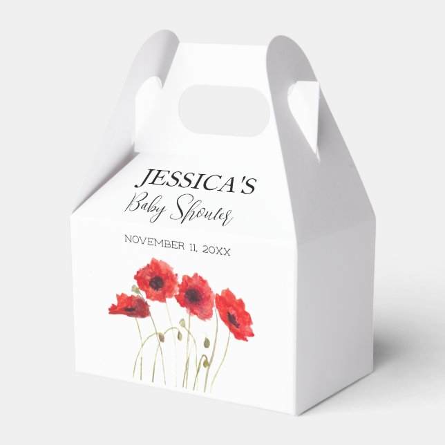 Poppies Flowers Poppy Baby Shower Wildflower girl Favour Box (Front Side)