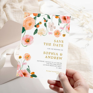 Poppies Flowers Wedding Save the Date Invitation