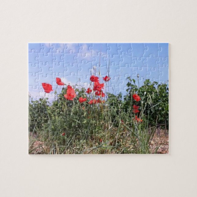 Poppies, Grape Vines, and Blue Sky Jigsaw Puzzle (Horizontal)