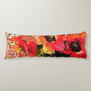 Poppies In A Glass Vase Black Outline Art Body Cushion