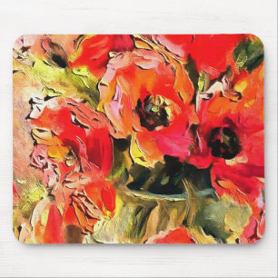 Poppies In A Glass Vase Black Outline Art Mouse Pad
