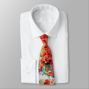 Poppies In A Glass Vase Tie
