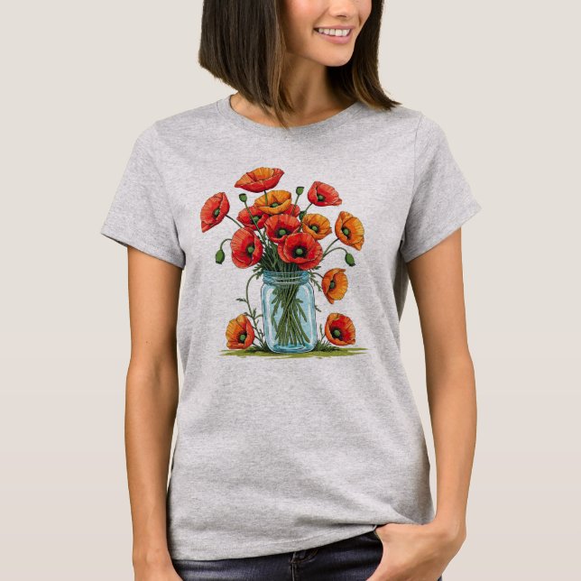 Poppies In A Jar Graphics T-Shirt (Front)