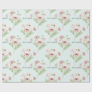 Poppies in a mint field by Natasha Us Wrapping Paper