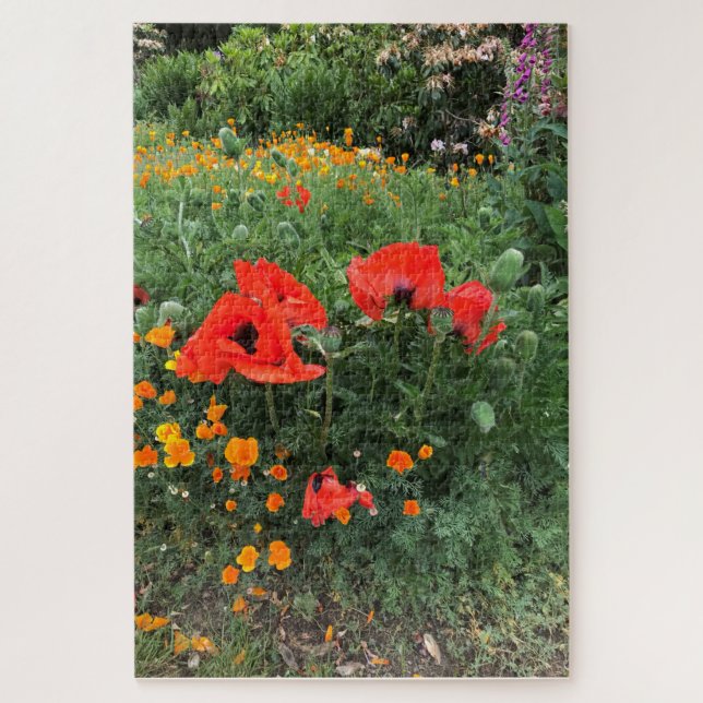 Poppies in an English Garden Jigsaw Puzzle (Vertical)
