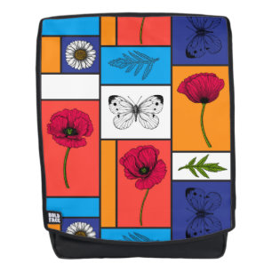 Poppies in colourful boxes backpack