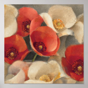 Poppies in Full Bloom Poster