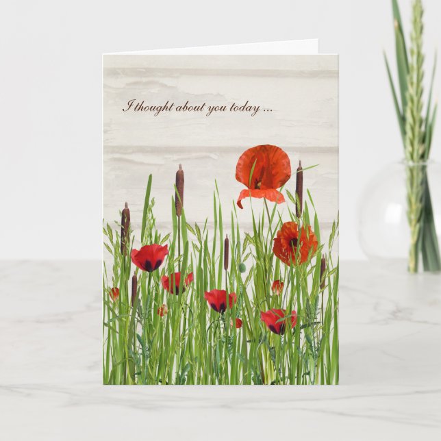 Poppies in Grass thinking of you Card (Front)