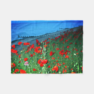 Poppies in Southwold Fleece Blanket