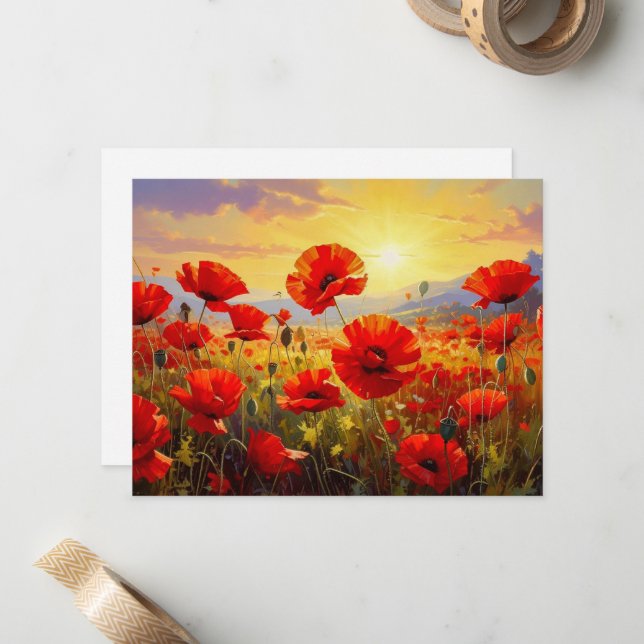 Poppies in the Evening Light, Card (Front/Back In Situ)
