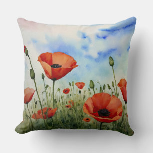 Poppies in the Field Cushion