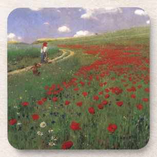 Poppies in the Field SZINYEI MERSE, Pál red flower Coaster