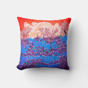 Poppies In The Olive Grove Throw Pillow
