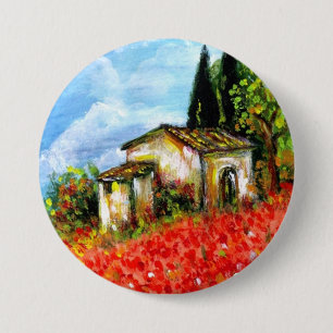 POPPIES IN TUSCANY 7.5 CM ROUND BADGE