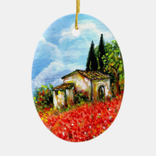 POPPIES IN TUSCANY CERAMIC TREE DECORATION