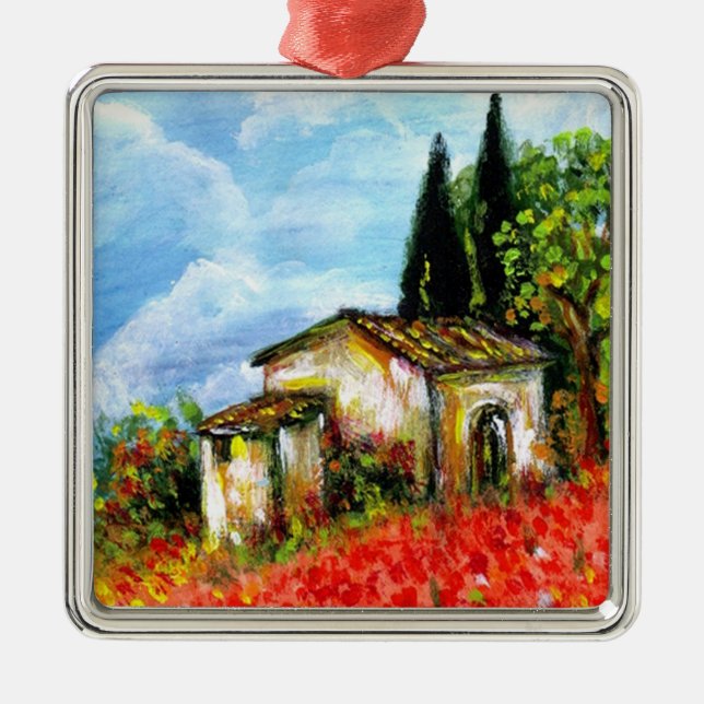 POPPIES IN TUSCANY METAL ORNAMENT (Front)