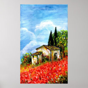 POPPIES IN TUSCANY POSTER