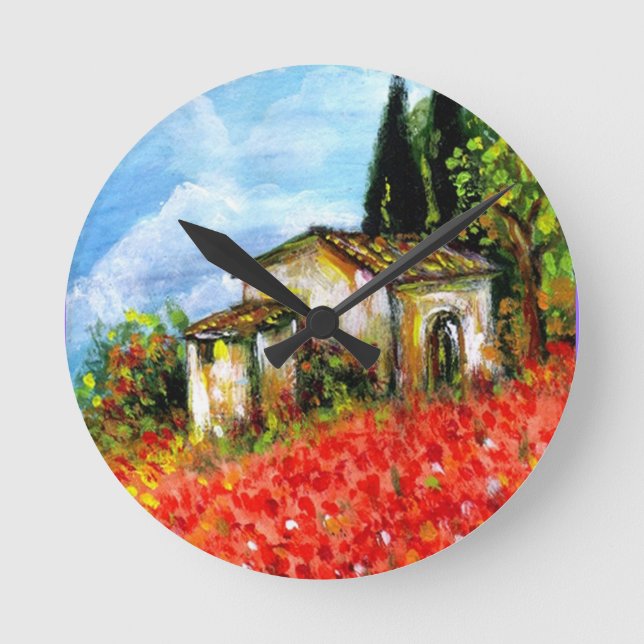 POPPIES IN TUSCANY ROUND CLOCK (Front)