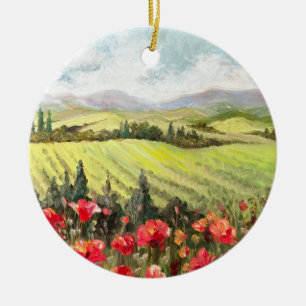 Poppies in Tuscany Scenic Ornament