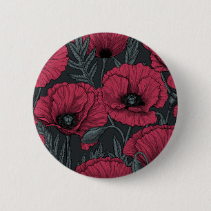 Poppies in Viva Magenta 6 Cm Round Badge