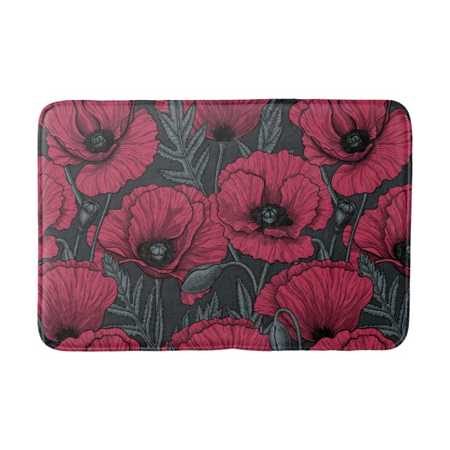 Poppies in Viva Magenta  Bath Mat (Front)