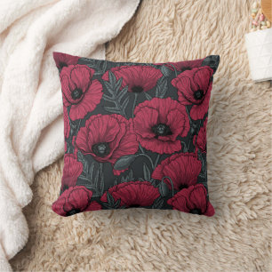 Poppies in Viva Magenta Cushion