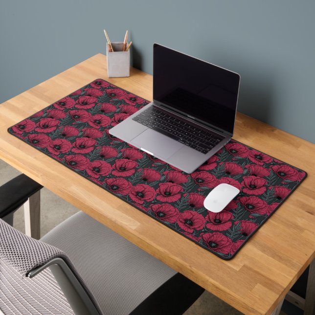 Poppies in Viva Magenta  Desk Mat (Office 2)