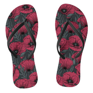 Poppies in Viva Magenta Thongs