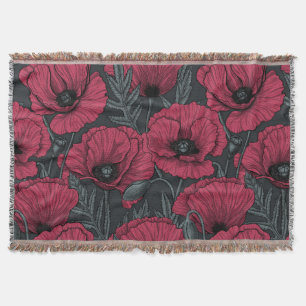 Poppies in Viva Magenta Throw Blanket