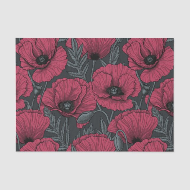 Poppies in Viva Magenta  Tissue Paper (Front)