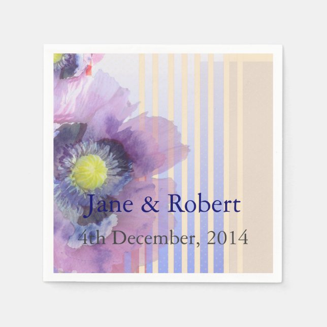 Poppies In Watercolor Wedding Napkin (Front)