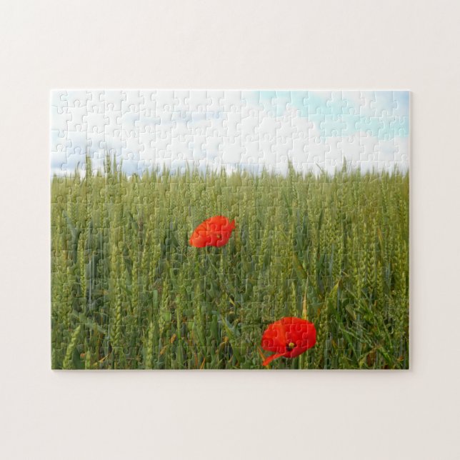 Poppies in Wheat Field Photo Puzzle with Gift Box (Horizontal)